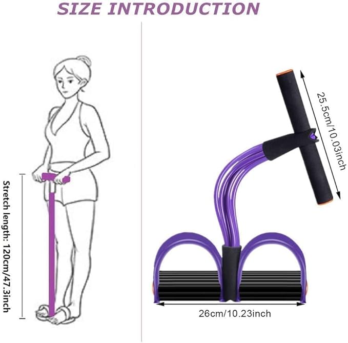 Bauchtrainer, Sit-Up Trainingsgerät, Bodybuilding, Ganzkörperdehner, Heimtrainer, 6 Röhren, multifunktionales Zugseil für Fitness, Abnehmen, Workout, Yoga