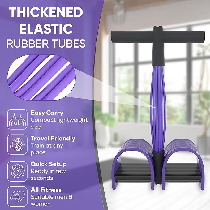 Bauchtrainer, Sit-Up Trainingsgerät, Bodybuilding, Ganzkörperdehner, Heimtrainer, 6 Röhren, multifunktionales Zugseil für Fitness, Abnehmen, Workout, Yoga