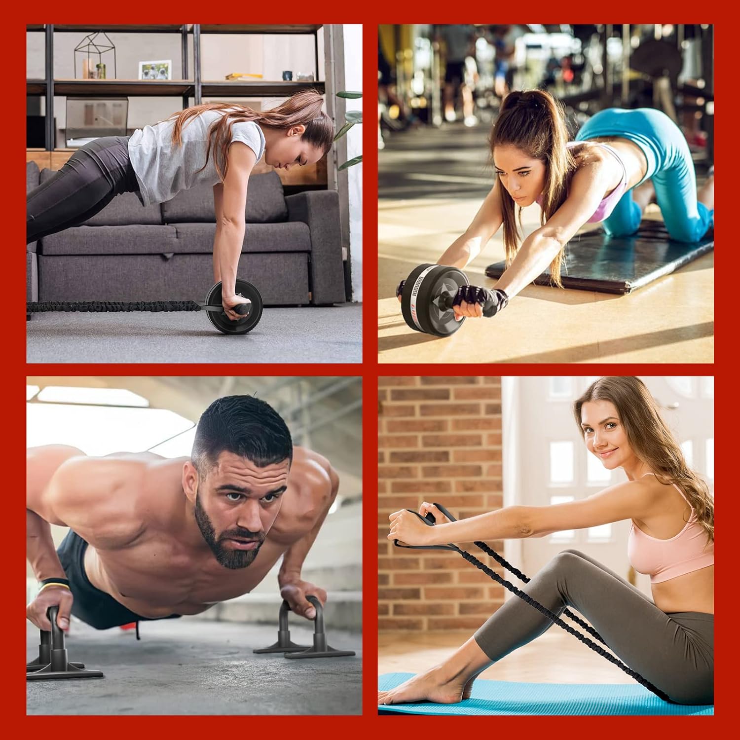 EnterSports Bauchroller, Bauchmuskeltrainer, Bauchmuskelroller mit Zwei Kniematte, Bauchrad Für Bauchmuskeltraining, Bauchtrainer für Zuhause, Geeignet für Anfänger, Fortgeschrittene und Profis