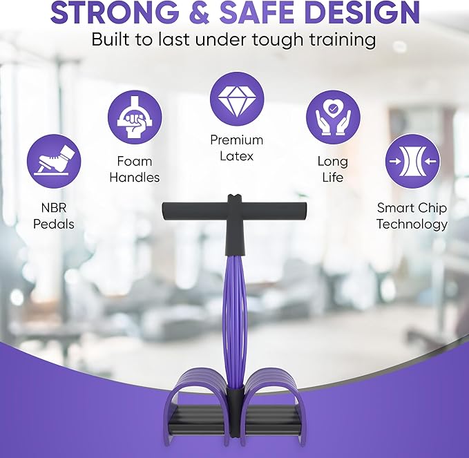 Bauchtrainer, Sit-Up Trainingsgerät, Bodybuilding, Ganzkörperdehner, Heimtrainer, 6 Röhren, multifunktionales Zugseil für Fitness, Abnehmen, Workout, Yoga