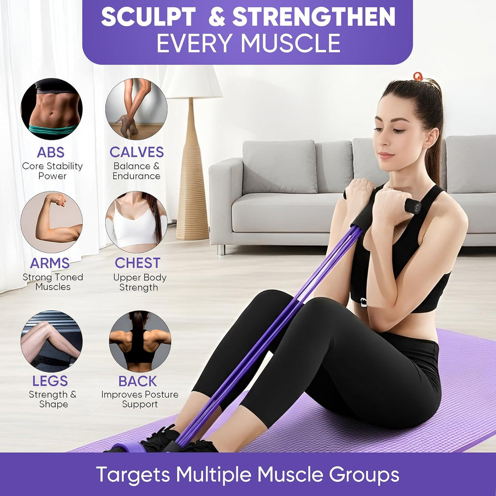 Bauchtrainer, Sit-Up Trainingsgerät, Bodybuilding, Ganzkörperdehner, Heimtrainer, 6 Röhren, multifunktionales Zugseil für Fitness, Abnehmen, Workout, Yoga